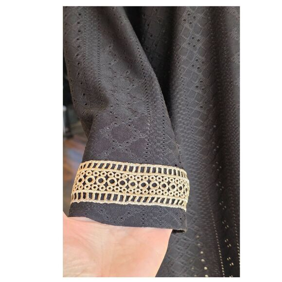 LIOFOER Women's Casual 3/4 Sleeve Lace V Neck Shirt Black Size XXL Boho Career - Picture 4 of 6